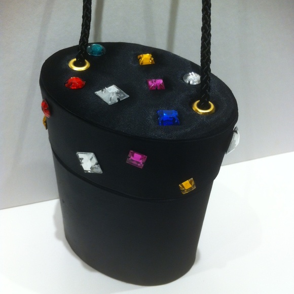 Handbags - BLACK SILKY  JEWELED BOX PURSE